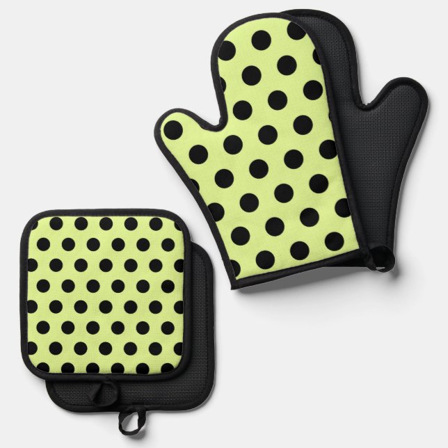 Retro Polkadots Pattern Oven Mitt & Pot Holder Set (Front/Back)