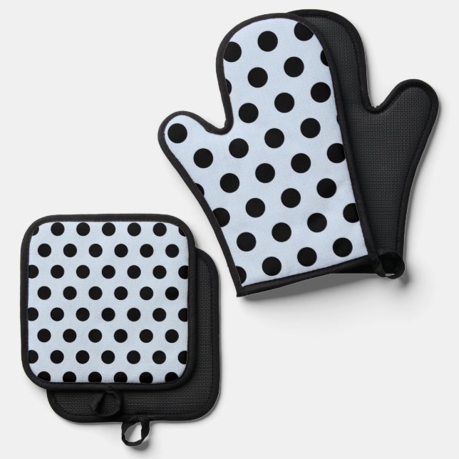 Retro Polkadots Pattern Oven Mitt & Pot Holder Set (Front/Back)