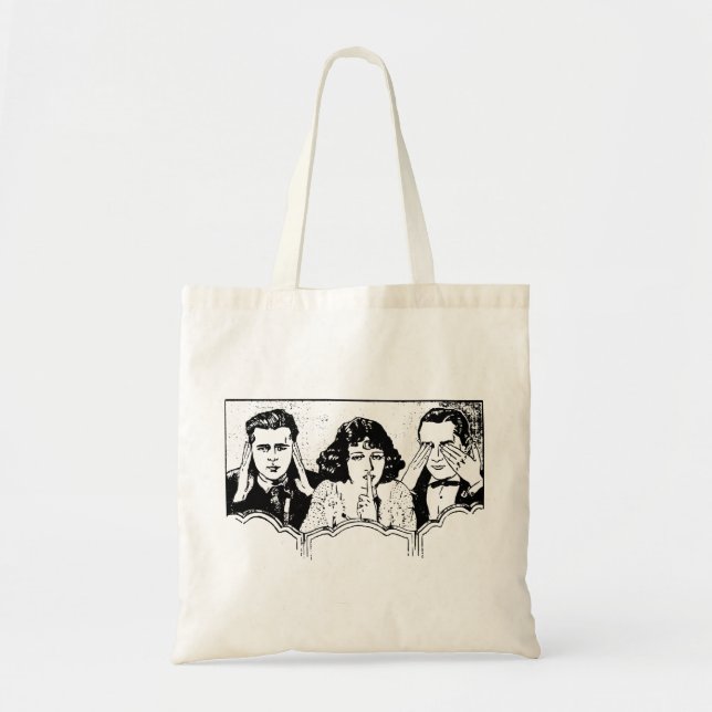 Retro Polyamory - Throuple - Spooning - Triad Tote Bag (Front)