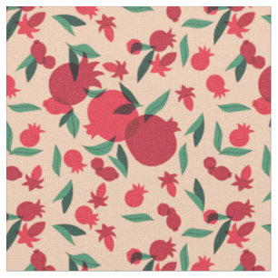 retro pomegranate fruit leaves botanical fabric