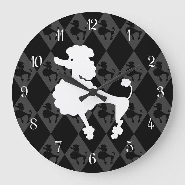 Retro Poodle Large Clock (Front)