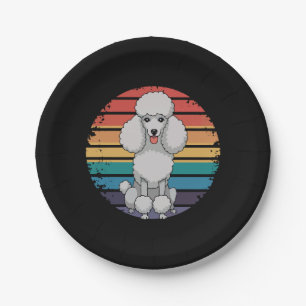 Retro Poodle Lover Dog Gifts for Poodle Owners Men Paper Plate
