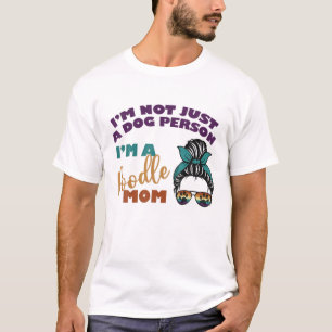 Retro Poodle Lover Poodle Mum Cute Messy Bun Sungl T-Shirt