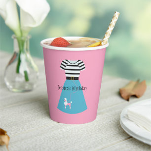 Retro Poodle Skirt Personalised  Paper Cups