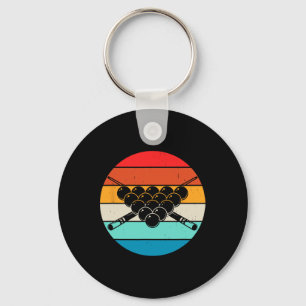 Retro Pool Billiards Design With Cues And Key Ring