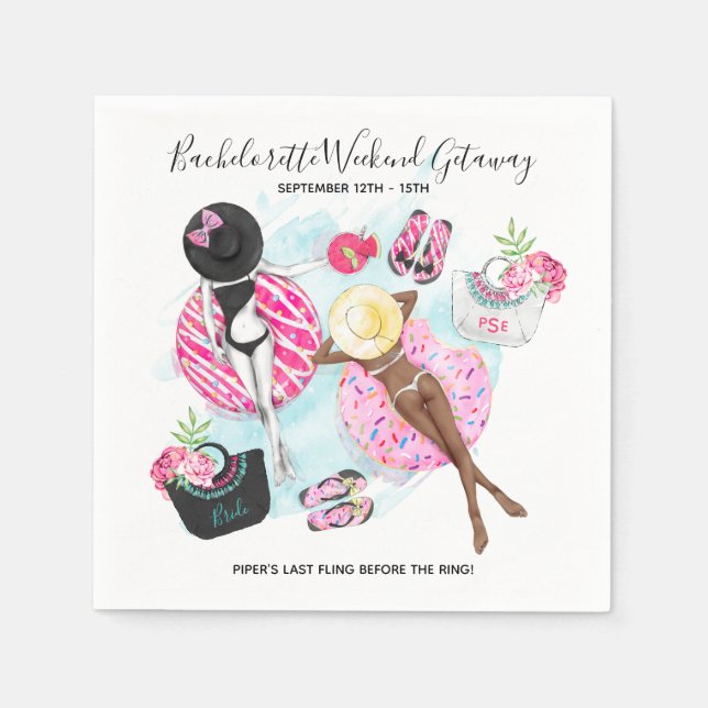 Retro Pool Girls Bachelorette Weekend Party Napkin (Front)