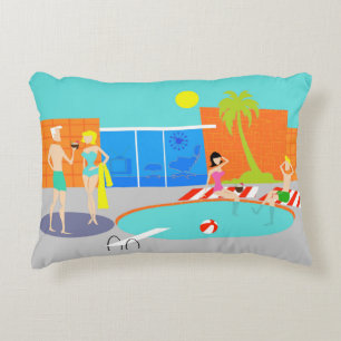 Retro Pool Party Accent Pillow