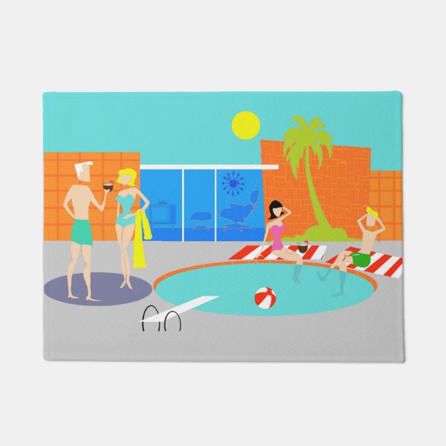 Retro Pool Party Door Mat (Front)