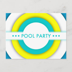 retro pool party invitation postcard