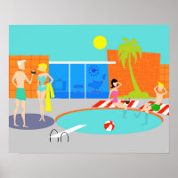 Retro Pool Party Poster