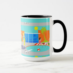 Retro Pool Party Ringer Mug