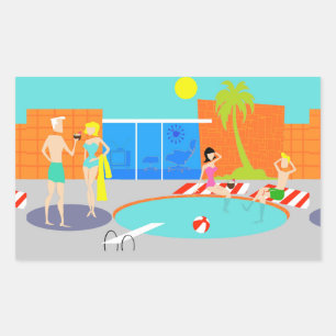 Retro Pool Party Stickers