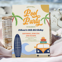 Retro Pool Party Surf Board Birthday Party