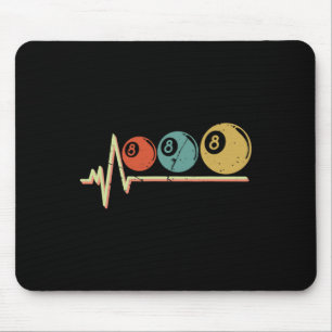 Retro Pool Player Gift Billiard Ll Heartbeat Mouse Mat