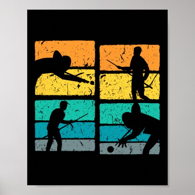 Retro Pool Player Vintage Billiards  Poster (Front)