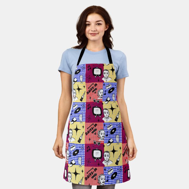 Retro Pop 1950's Style Nostalgic Graphics Apron (Worn)