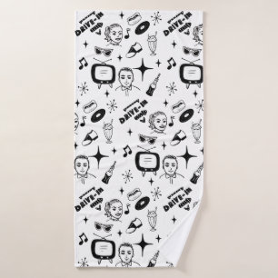 Retro Pop 1950's Style Nostalgic Graphics  Bath Towel