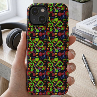 Retro Pop Abstract Doodle Pattern In Vibrant Colou