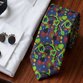Retro Pop Abstract Doodle Pattern In Vibrant Colou Tie