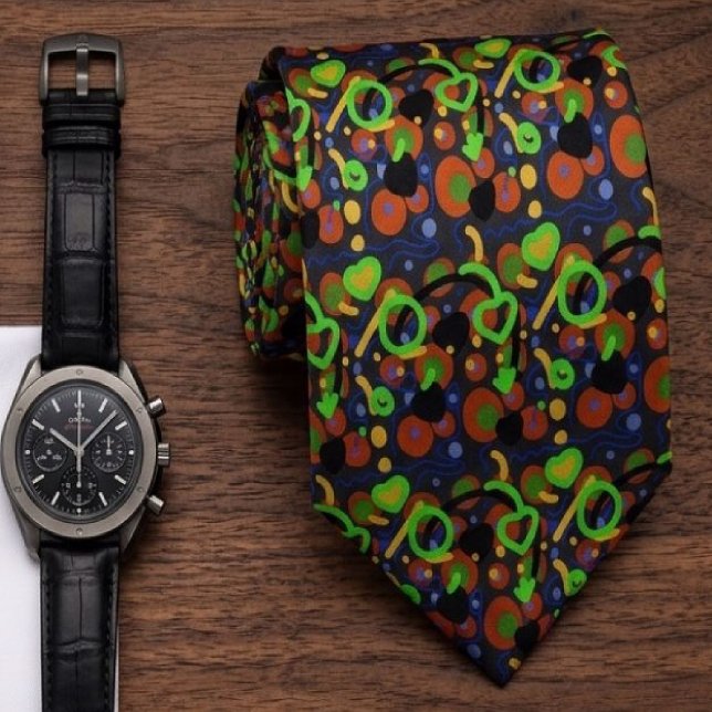 Retro Pop Abstract Doodle Pattern In Vibrant Colou Tie (Creator Uploaded)