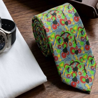 Retro Pop Abstract Doodle Pattern In Vibrant Colou Tie