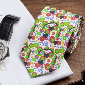 Retro Pop Abstract Doodle Pattern In Vibrant Colou Tie