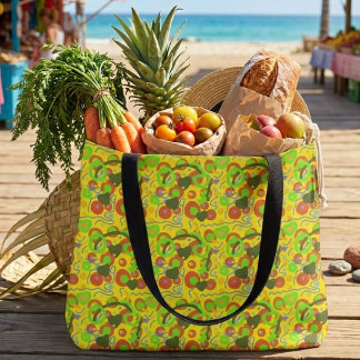 Retro Pop Abstract Doodle Pattern In Vibrant Colou Tote Bag