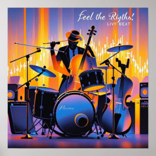 Retro Pop Abstract musical instruments dramatic Poster