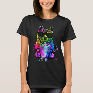 Retro Pop Akita Inu Dog Portrait with Headphones T-Shirt