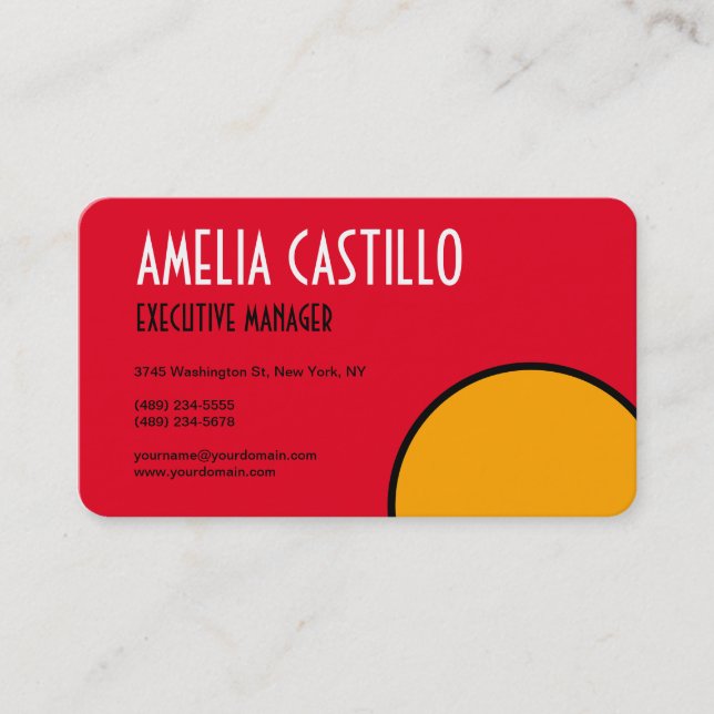 Retro Pop Art 60s 70s Style Minimalist Red Yellow Business Card (Front)