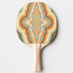 Retro Pop Art Abstract Geometric Wavy Pattern Ping Pong Paddle