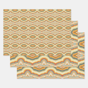 Retro Pop Art Abstract Geometric Wavy Pattern Wrapping Paper Sheet