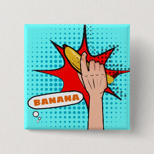Retro Pop Art Banana Comic Book Style 15 Cm Square Badge
