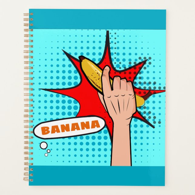 Retro Pop Art Banana Comic Book Style Planner (Front)