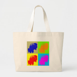 Retro Pop Art Bison Buffalo Artwork Large Tote Bag