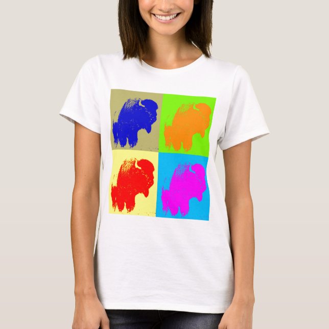 Retro Pop Art Bison Buffalo Artwork T-Shirt (Front)