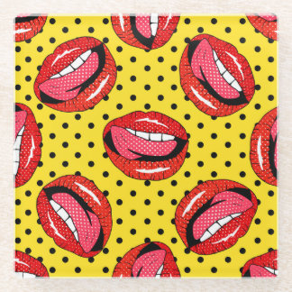 Retro Pop Art: Cartoon Patch Badges Glass Coaster