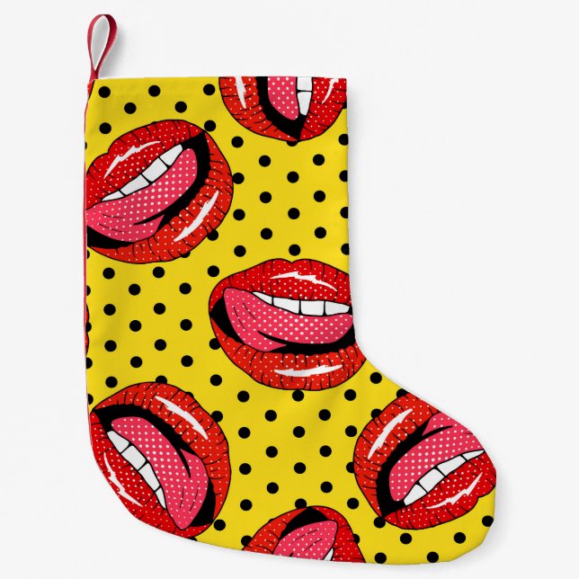 Retro Pop Art: Cartoon Patch Badges Small Christmas Stocking (Front)