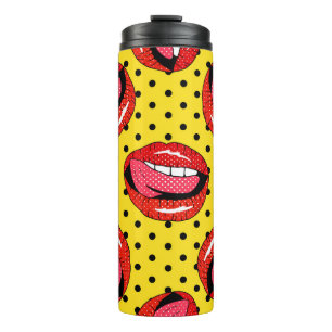 Retro Pop Art: Cartoon Patch Badges Thermal Tumbler