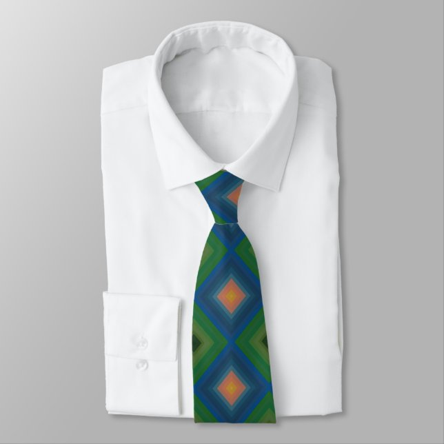 Retro Pop Art Colour Stripe Diamond Pattern  Tie (Tied)