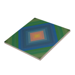 Retro Pop Art Colour Stripe Diamond Pattern  Tile