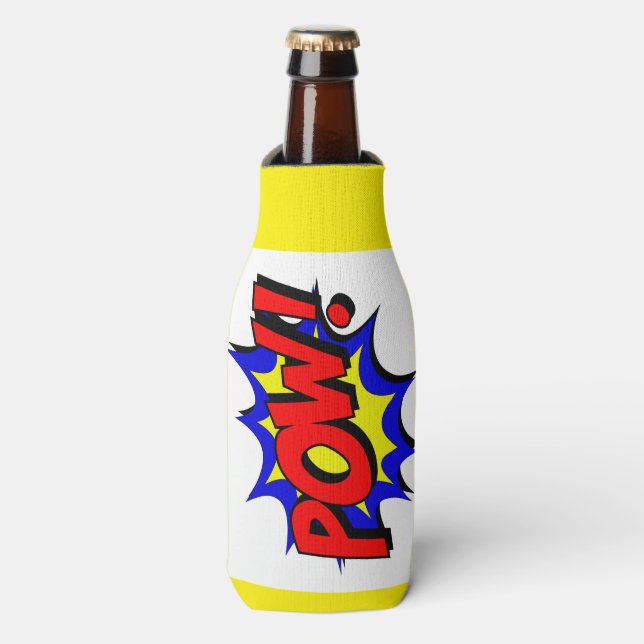 Retro Pop Art, Comic Book Pow! Bottle Cooler (Bottle Front)