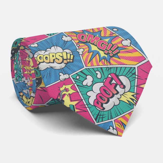 Retro Pop Art Comic Book Tie (Rolled)