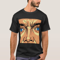 Retro Pop Art Comic Face Blue Eyes Red Dot Graphic