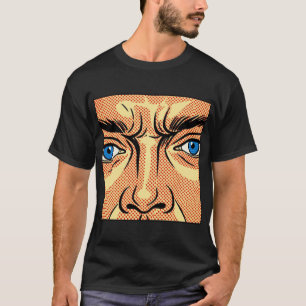 Retro Pop Art Comic Face Blue Eyes Red Dot Graphic T-Shirt