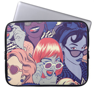 Retro Pop Art Comic Girls Seamless Pattern. Backgr Laptop Sleeve
