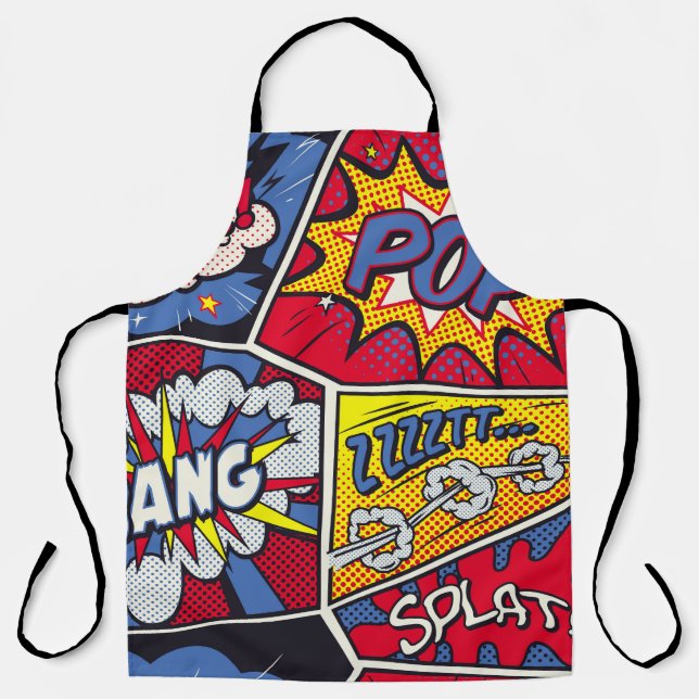 Retro pop art, comic shout pattern. apron (Front)