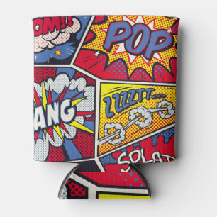 Retro pop art, comic shout pattern. can cooler