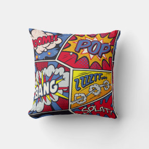Retro pop art, comic shout pattern. cushion