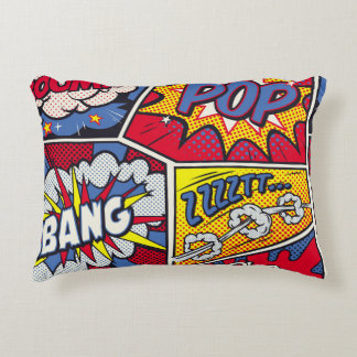 Retro pop art, comic shout pattern. decorative cushion